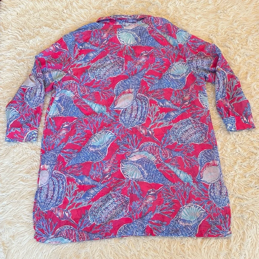 Talbots pink & blue seashell sheer swim beach coverup 3X - Picture 13 of 13